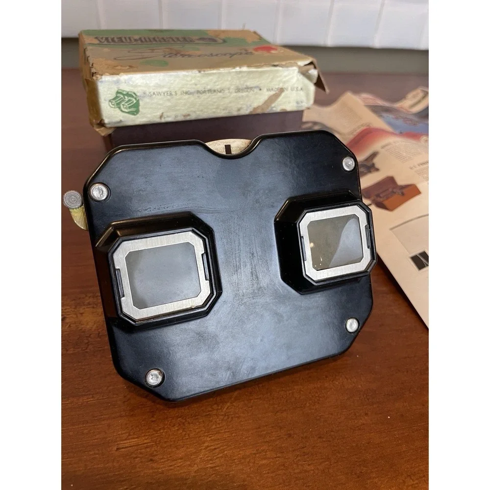 Sawyer's View Master Stereoscope 3D Black Bakelite 1950s Original Box Vintage